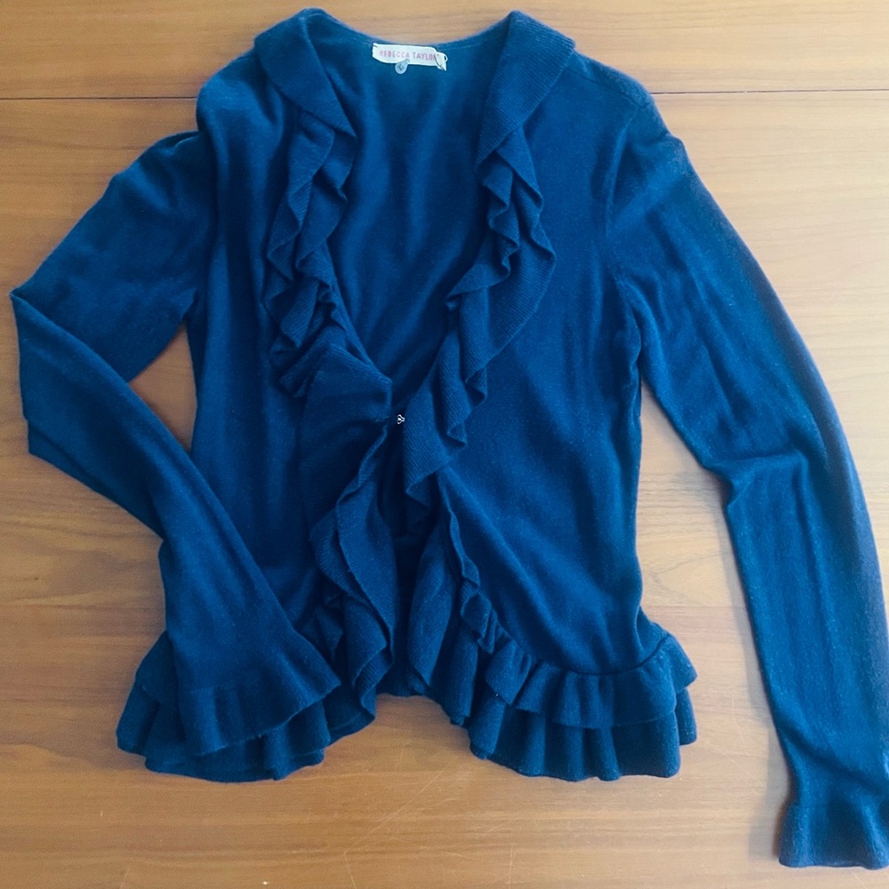 Rebecca Taylor Ruffled Knit Cardigan, EUC